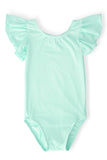 Pastel Green S/S Flutter Sleeve Leotard - Aaria Tees Aaria Tees