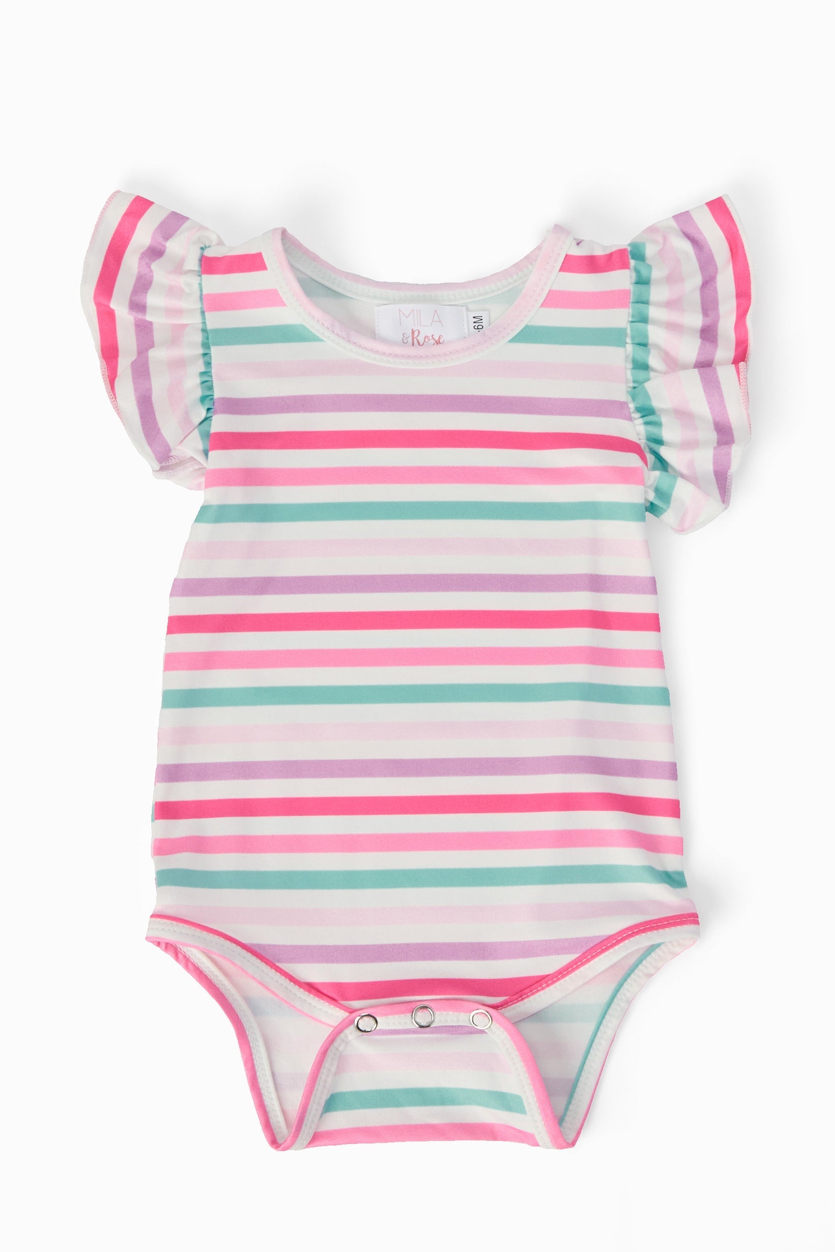 Pastel Stripes S/S Flutter Bodysuit - Aaria Tees Aaria Tees