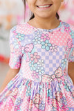 Patchwork Princess S/S Pocket Twirl Dress - Aaria Tees Aaria Tees