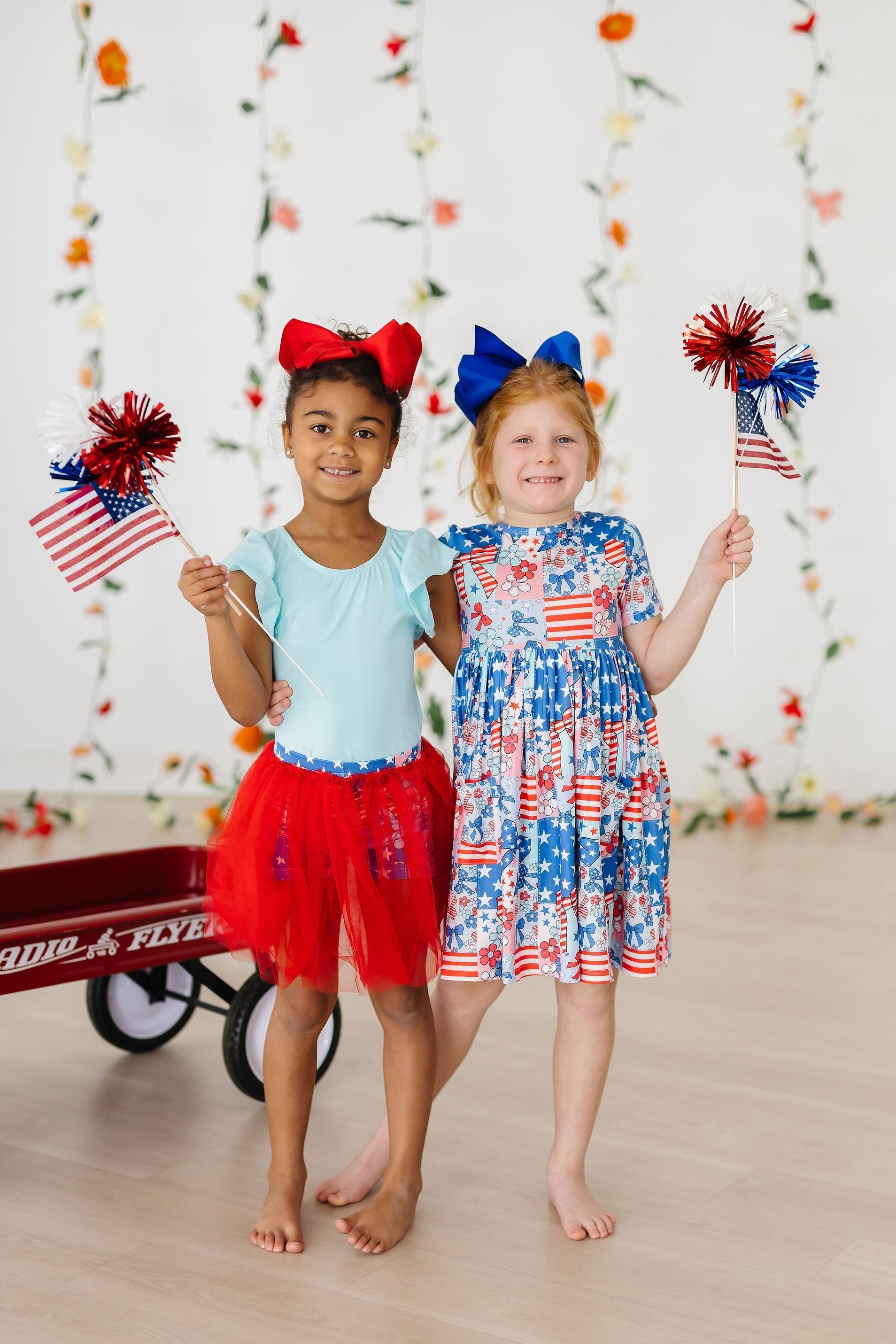 Patriotic Patchwork S/S Pocket Twirl Dress - Aaria Tees Aaria Tees