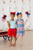 Patriotic Patchwork S/S Pocket Twirl Dress - Aaria Tees Aaria Tees