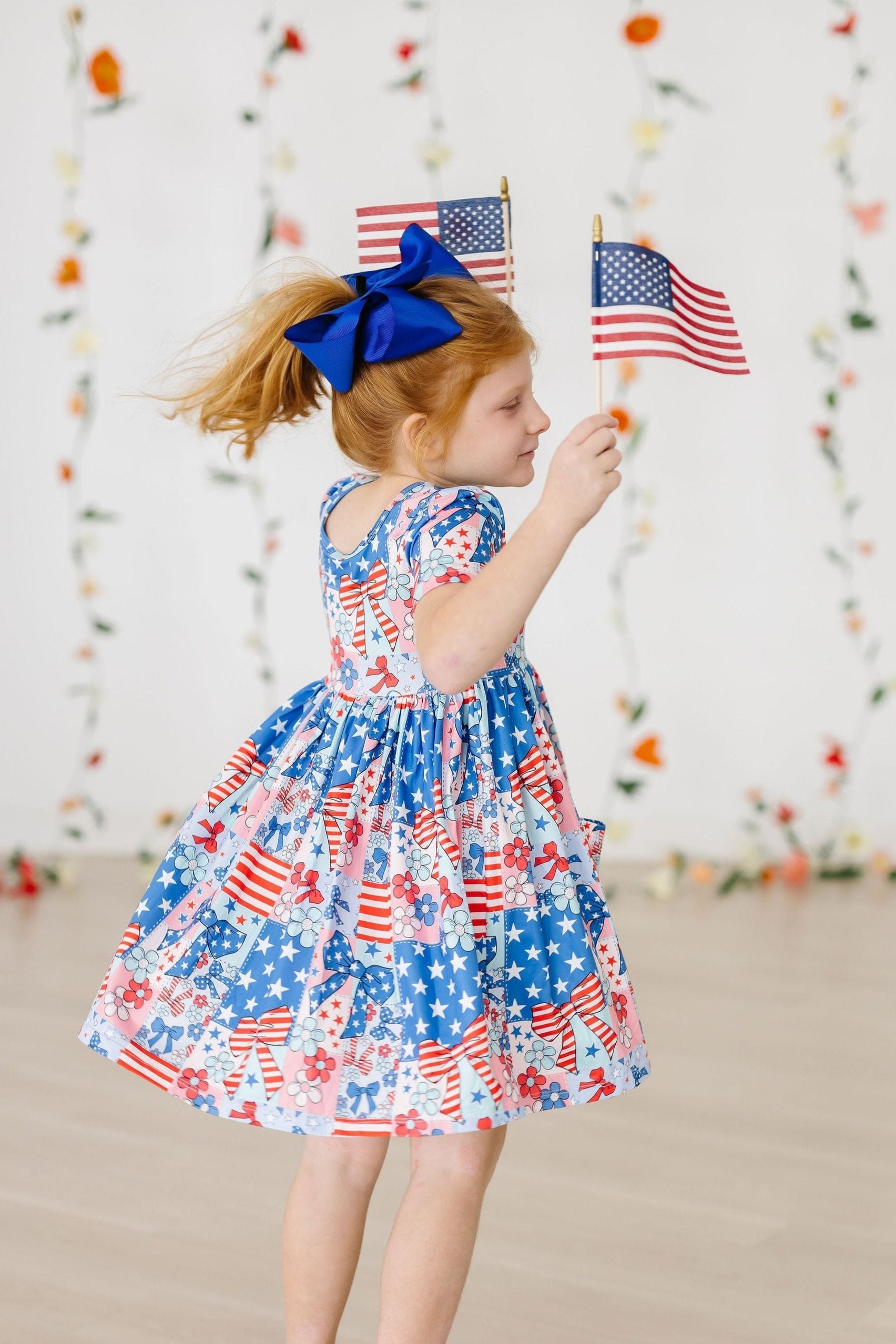 Patriotic Patchwork S/S Pocket Twirl Dress - Aaria Tees Aaria Tees