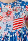Patriotic Patchwork S/S Pocket Twirl Dress - Aaria Tees Aaria Tees