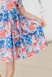 Patriotic Patchwork S/S Pocket Twirl Dress - Aaria Tees Aaria Tees