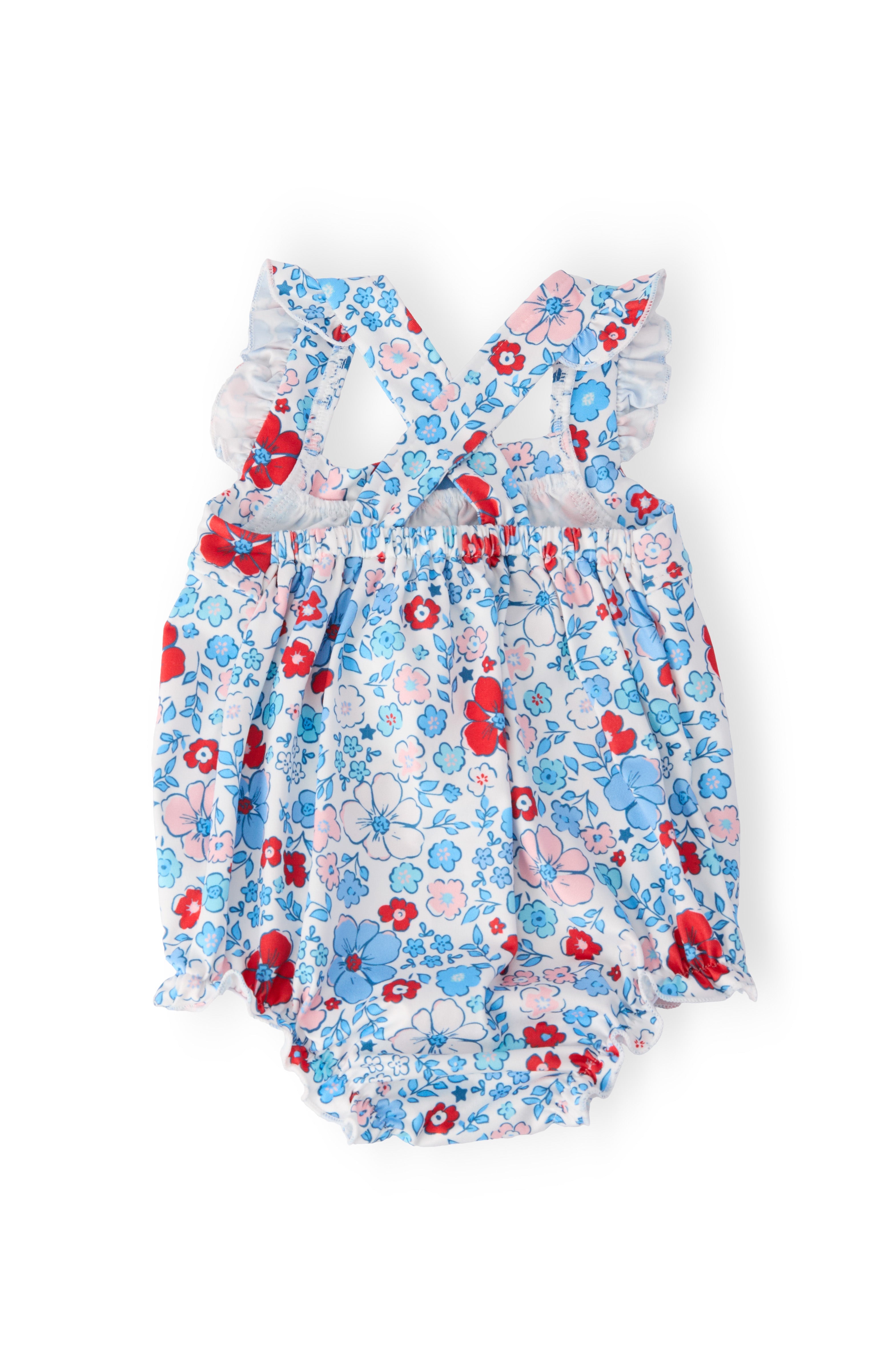 Patriotic Petals Ruffle Cross Back Romper - Aaria Tees Aaria Tees