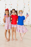 Patriotic Plaid Ruffle Twirl Skort - Aaria Tees Aaria Tees