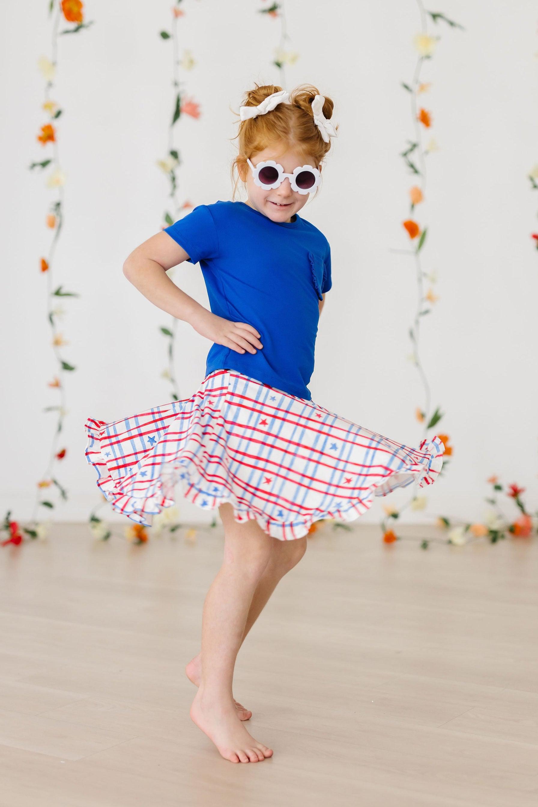Patriotic Plaid Ruffle Twirl Skort - Aaria Tees Aaria Tees