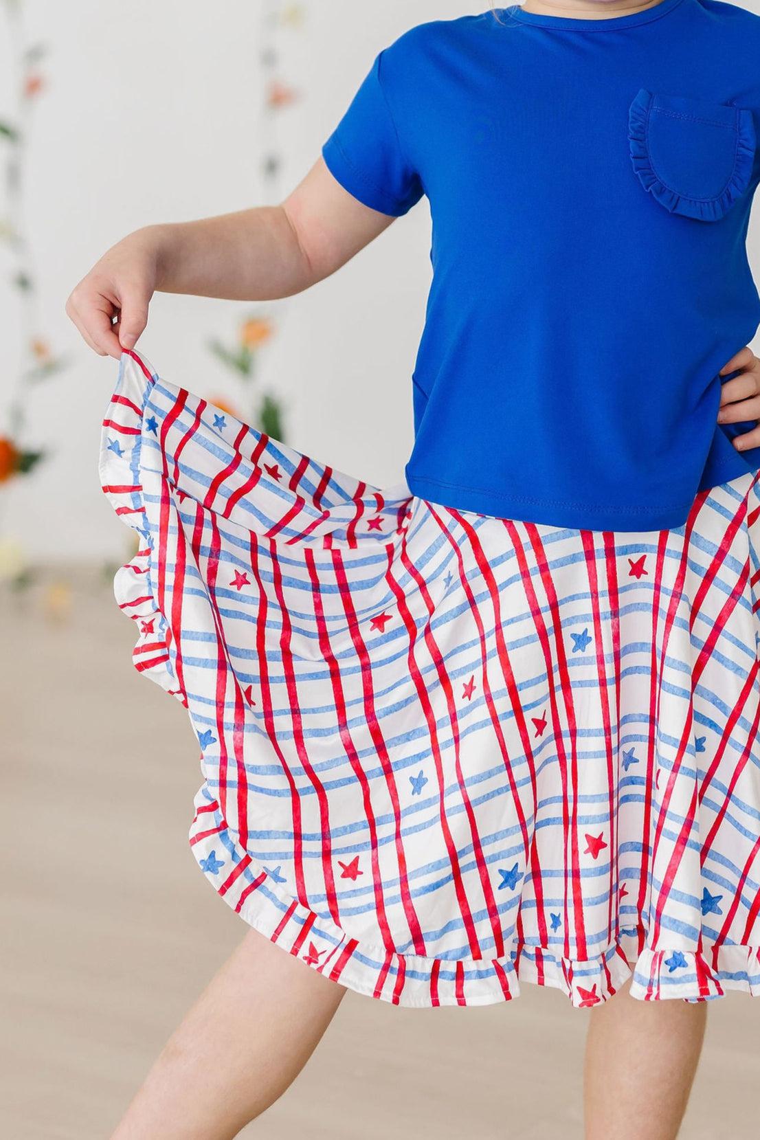 Patriotic Plaid Ruffle Twirl Skort - Aaria Tees Aaria Tees