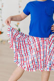 Patriotic Plaid Ruffle Twirl Skort - Aaria Tees Aaria Tees