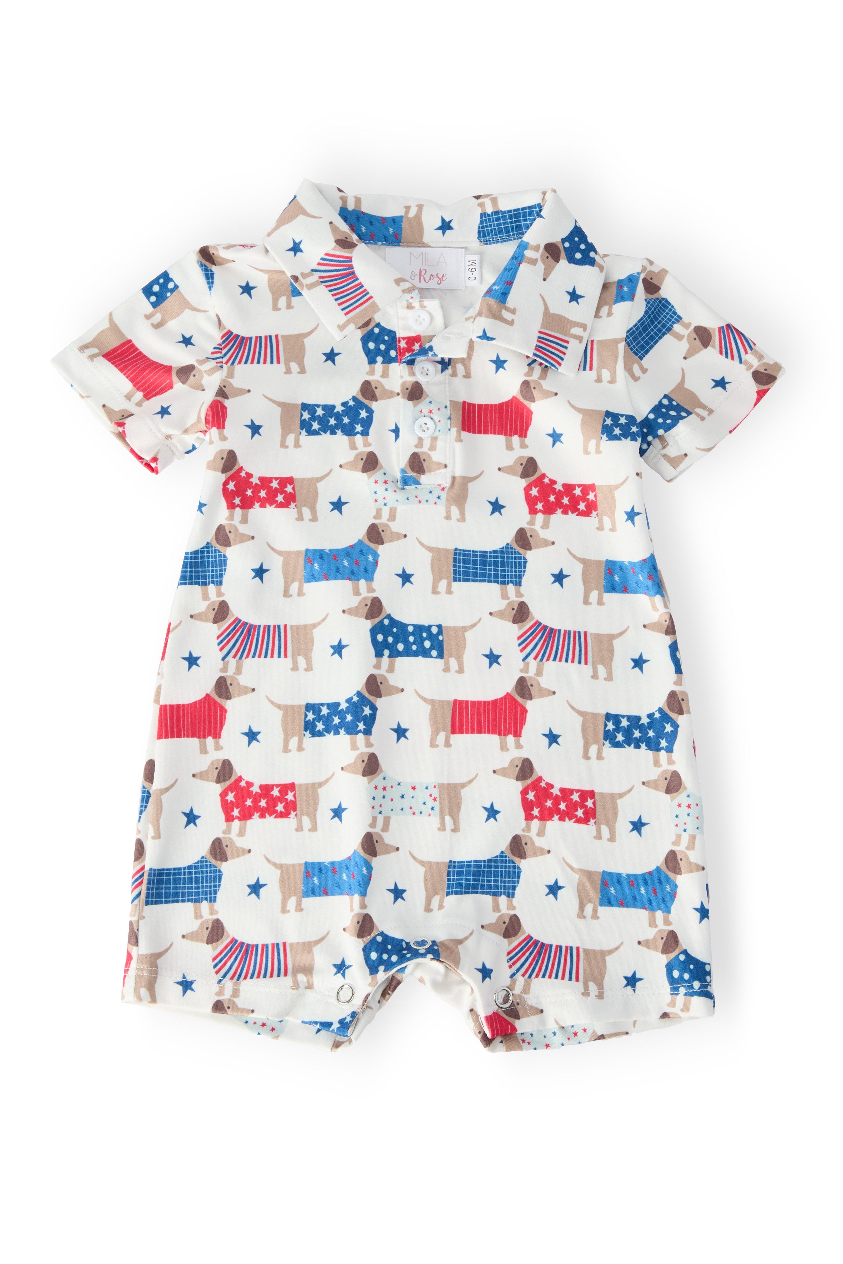 Patriotic Pups Polo Shorty One-Piece - Aaria Tees Aaria Tees