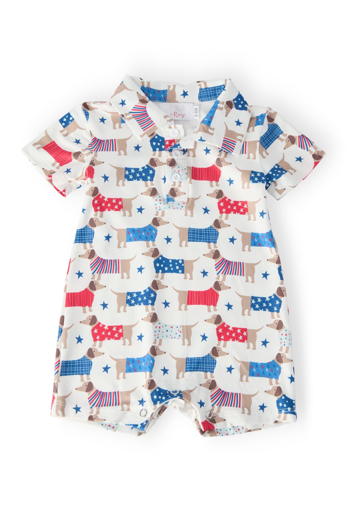 Patriotic Pups Polo Shorty One-Piece - Aaria Tees