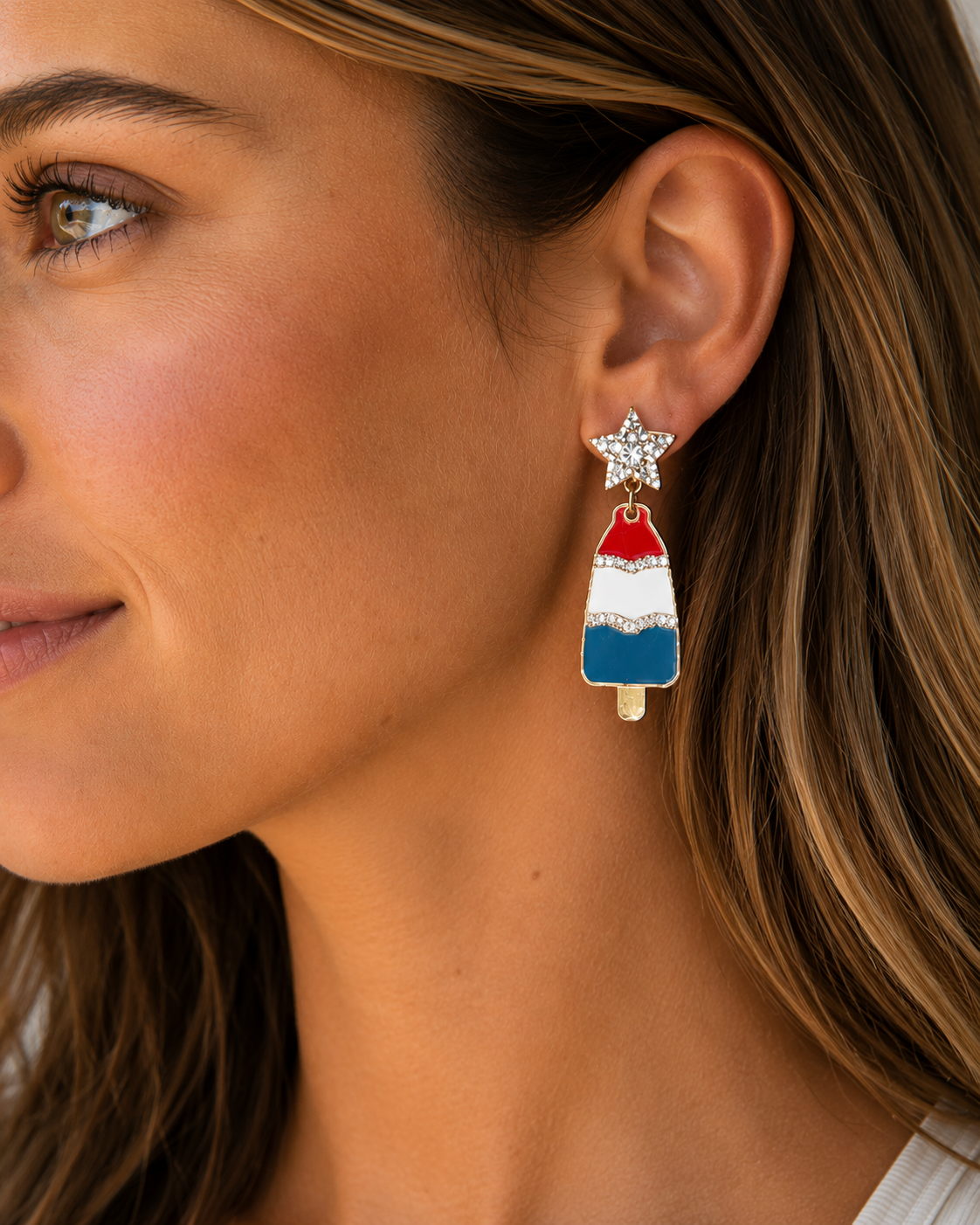 Patriotic Popsicle Enamel Earrings - Aaria Tees Aaria Tees