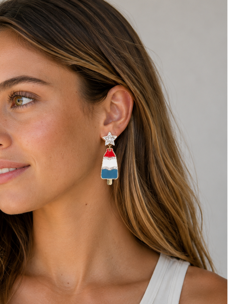 Patriotic Popsicle Enamel Earrings - Aaria Tees Aaria Tees