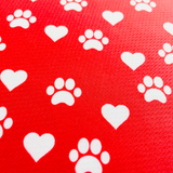 Valentines Day Paw Prints & Hearts Red Tie On Dog Bandana Aaria Tees