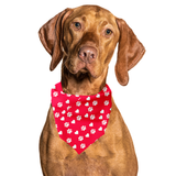 Valentines Day Paw Prints & Hearts Red Tie On Dog Bandana Aaria Tees