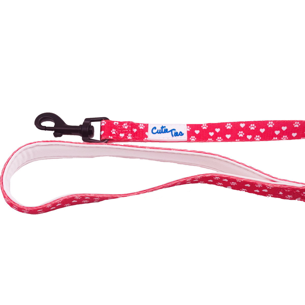 Valentines Day Paw Prints & Hearts Red Dog Leash