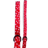 Valentines Day Paw Prints & Hearts Red Dog Leash Aaria Tees