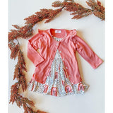 Peach Rainbow 3/4 Sleeve Pocket Twirl Dress - Aaria Tees Aaria Tees