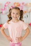 Peach Ruffle Pocket Tee - Aaria Tees Aaria Tees