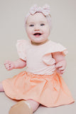 Peach S/S Flutter Bodysuit - Aaria Tees Aaria Tees