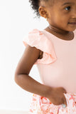 Peach S/S Flutter Sleeve Leotard - Aaria Tees Aaria Tees