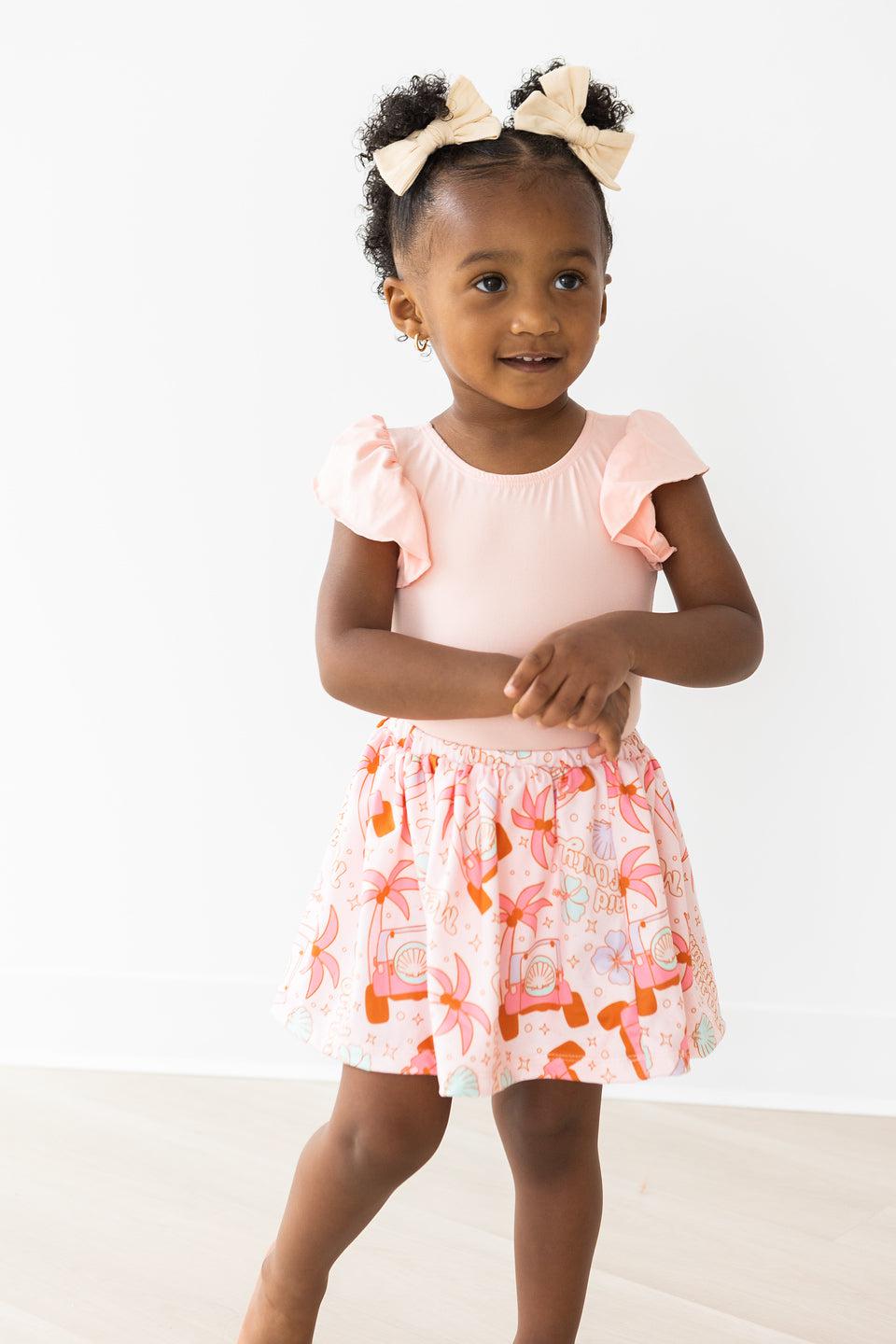 Peach S/S Flutter Sleeve Leotard - Aaria Tees Aaria Tees