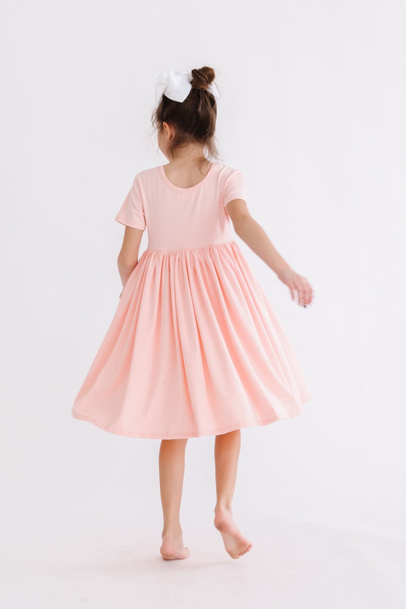 Peach S/S Pocket Twirl Dress - Aaria Tees Aaria Tees