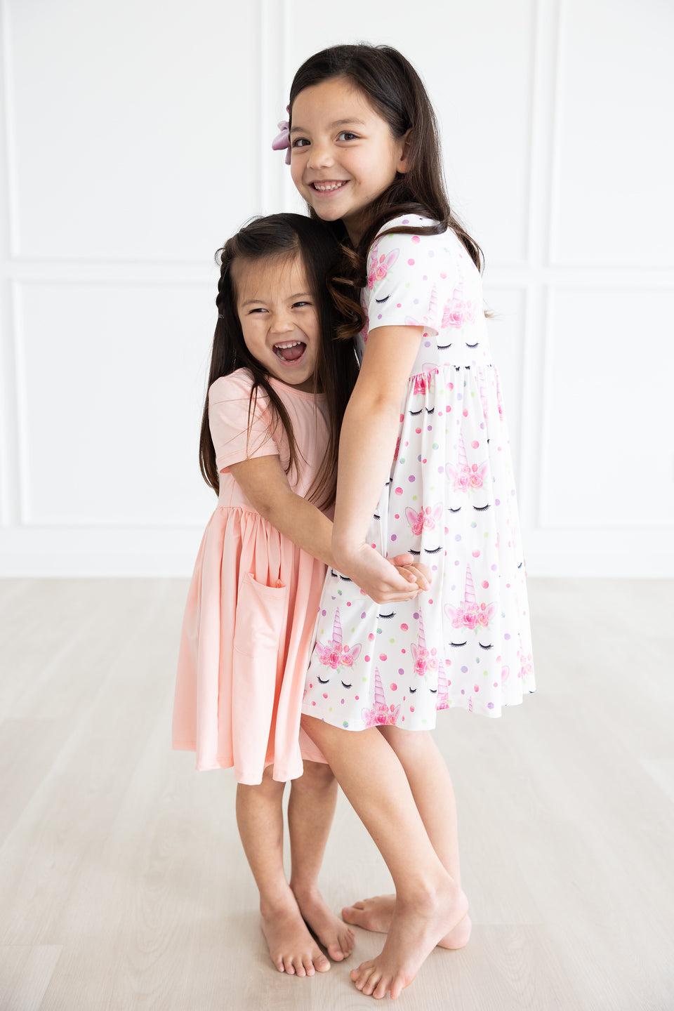 Peach S/S Pocket Twirl Dress - Aaria Tees Aaria Tees