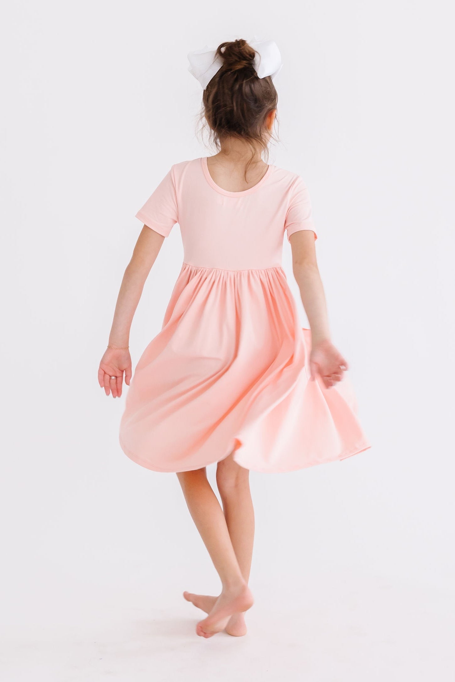 Peach S/S Pocket Twirl Dress - Aaria Tees Aaria Tees