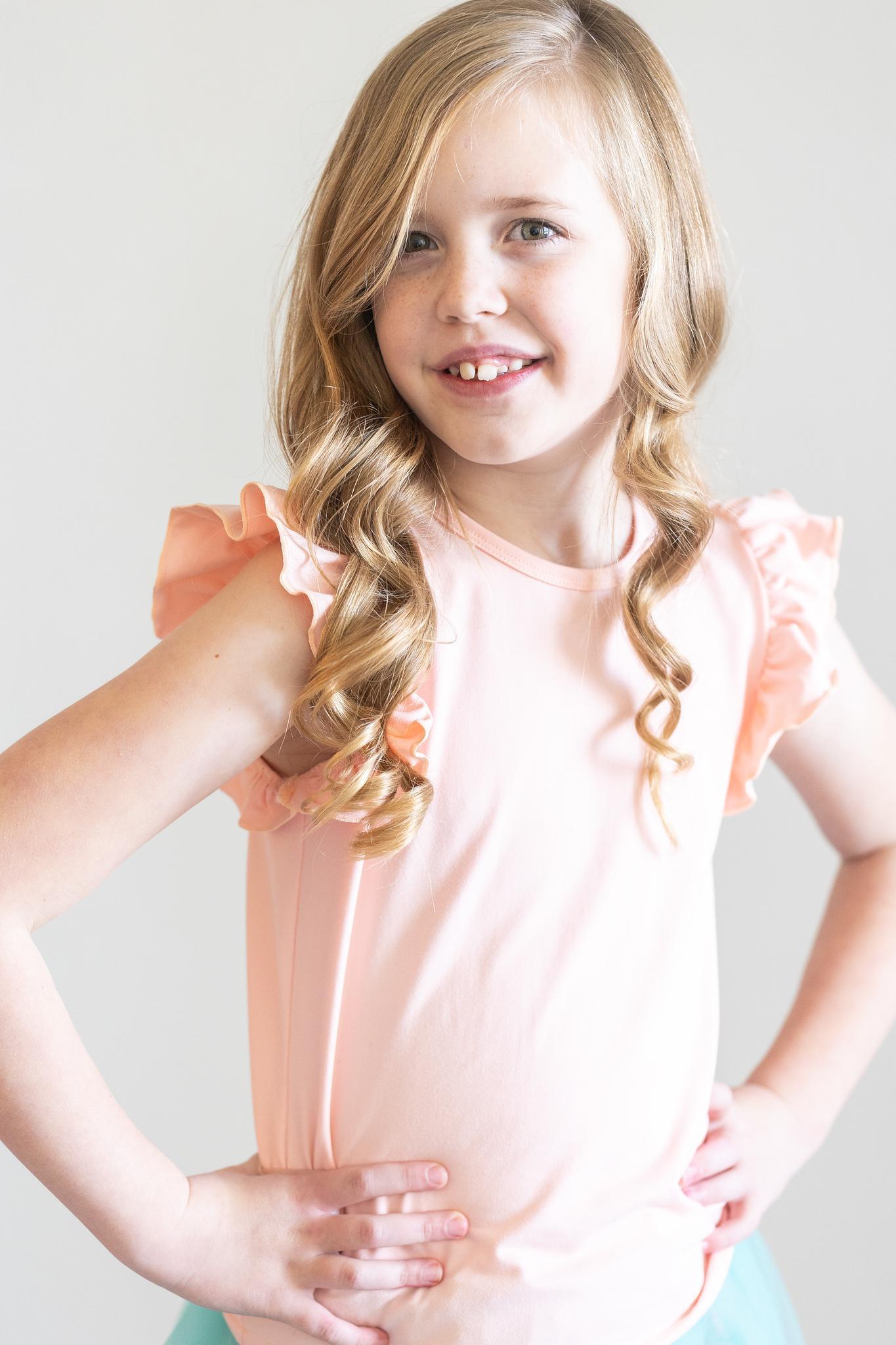 Peach S/S Ruffle Tee - Aaria Tees Aaria Tees