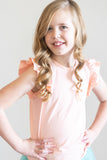 Peach S/S Ruffle Tee - Aaria Tees Aaria Tees