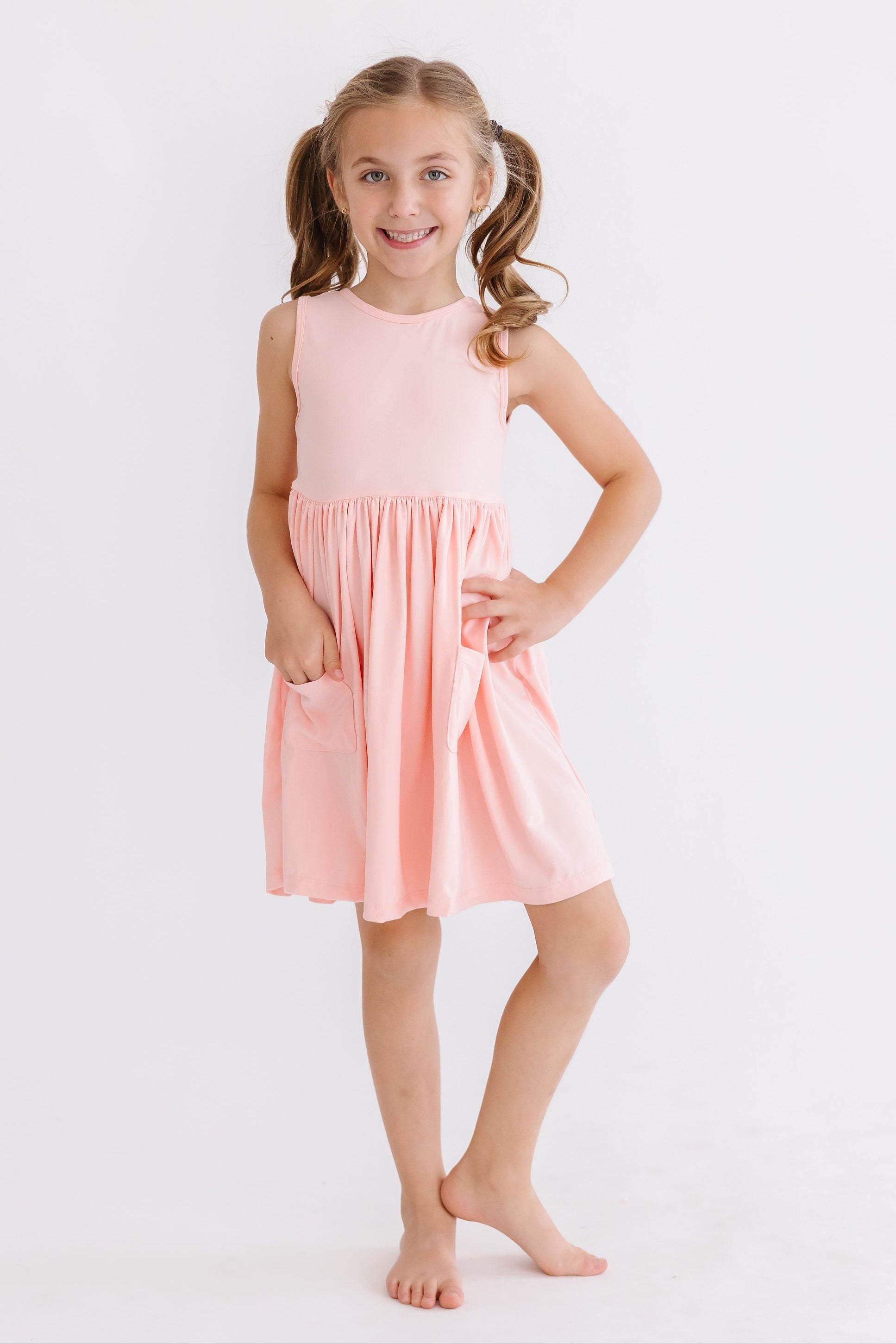 Peach Tank Pocket Twirl Dress - Aaria Tees Aaria Tees