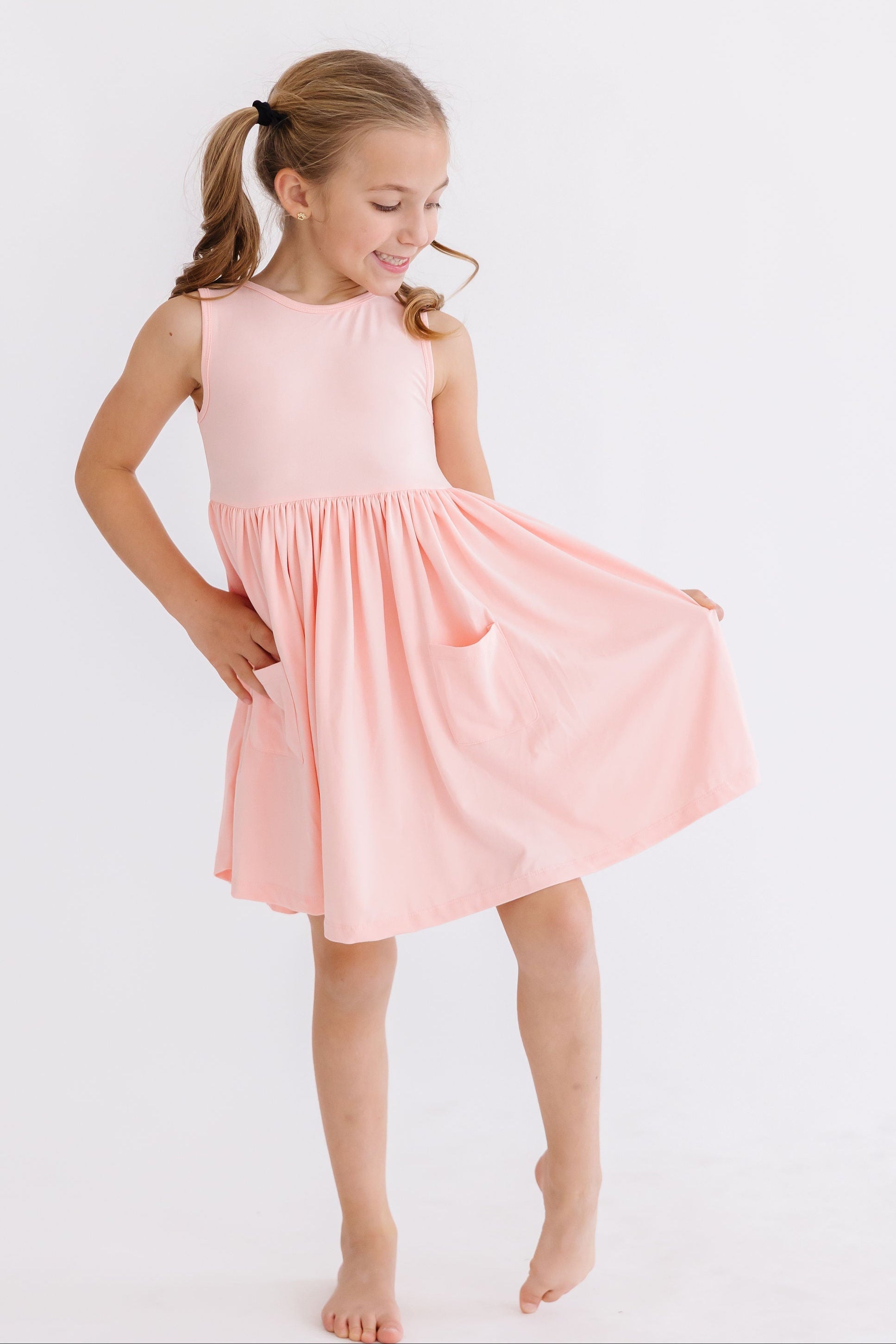 Peach Tank Pocket Twirl Dress - Aaria Tees Aaria Tees