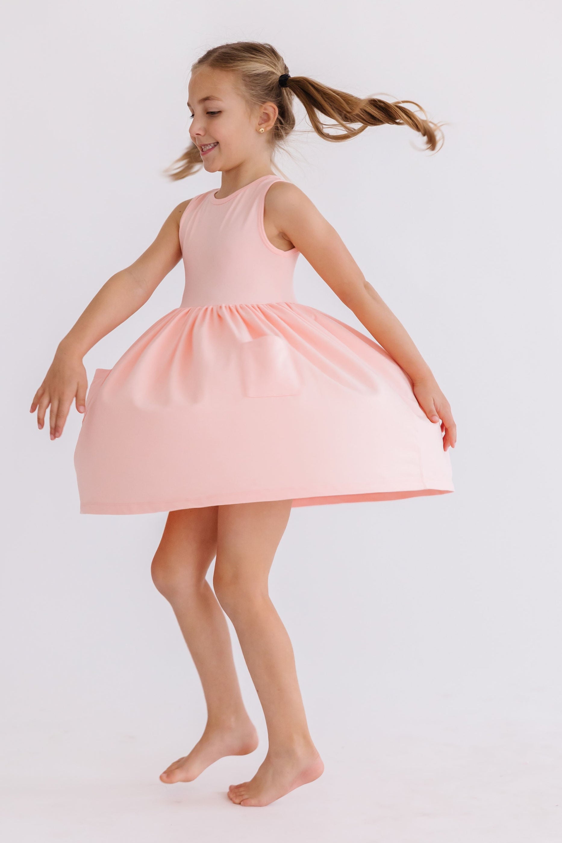 Peach Tank Pocket Twirl Dress - Aaria Tees Aaria Tees
