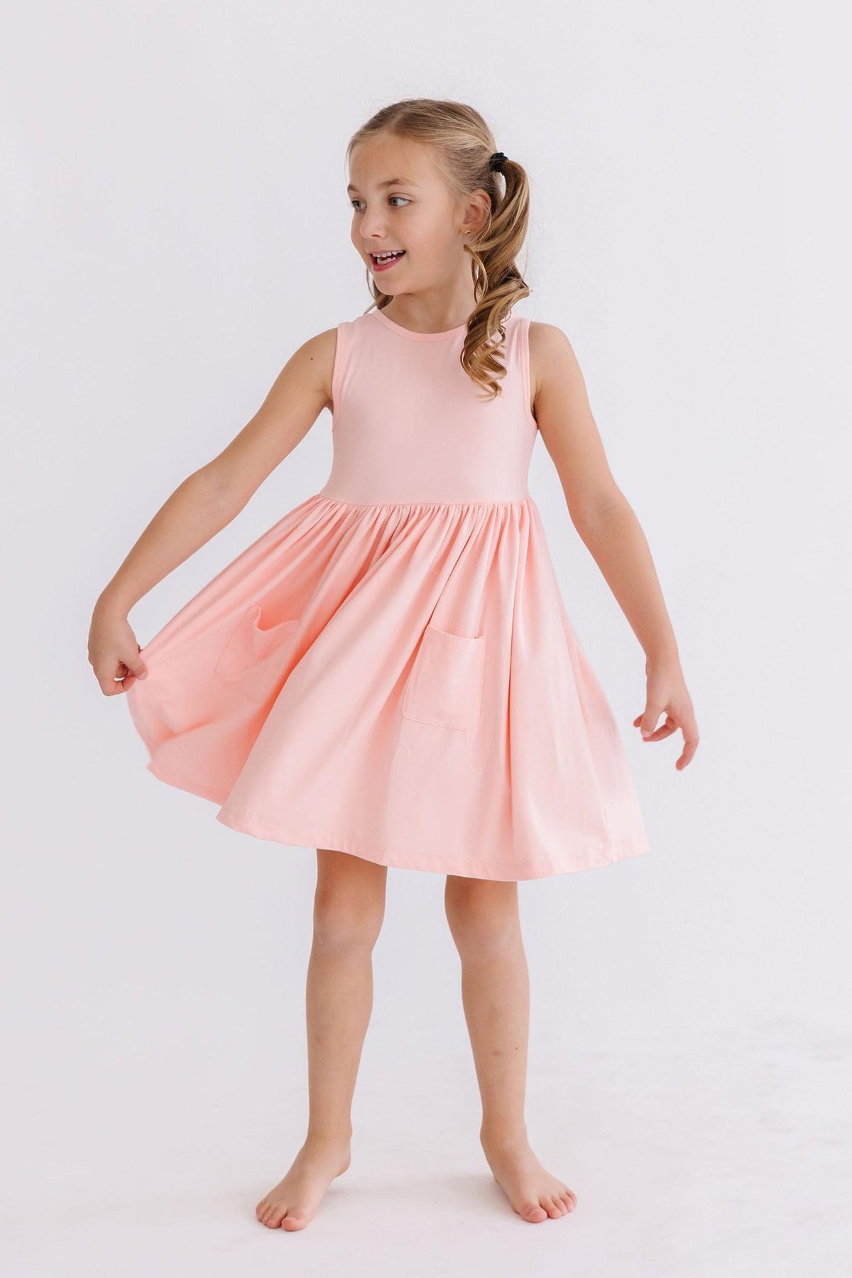 Peach Tank Pocket Twirl Dress - Aaria Tees