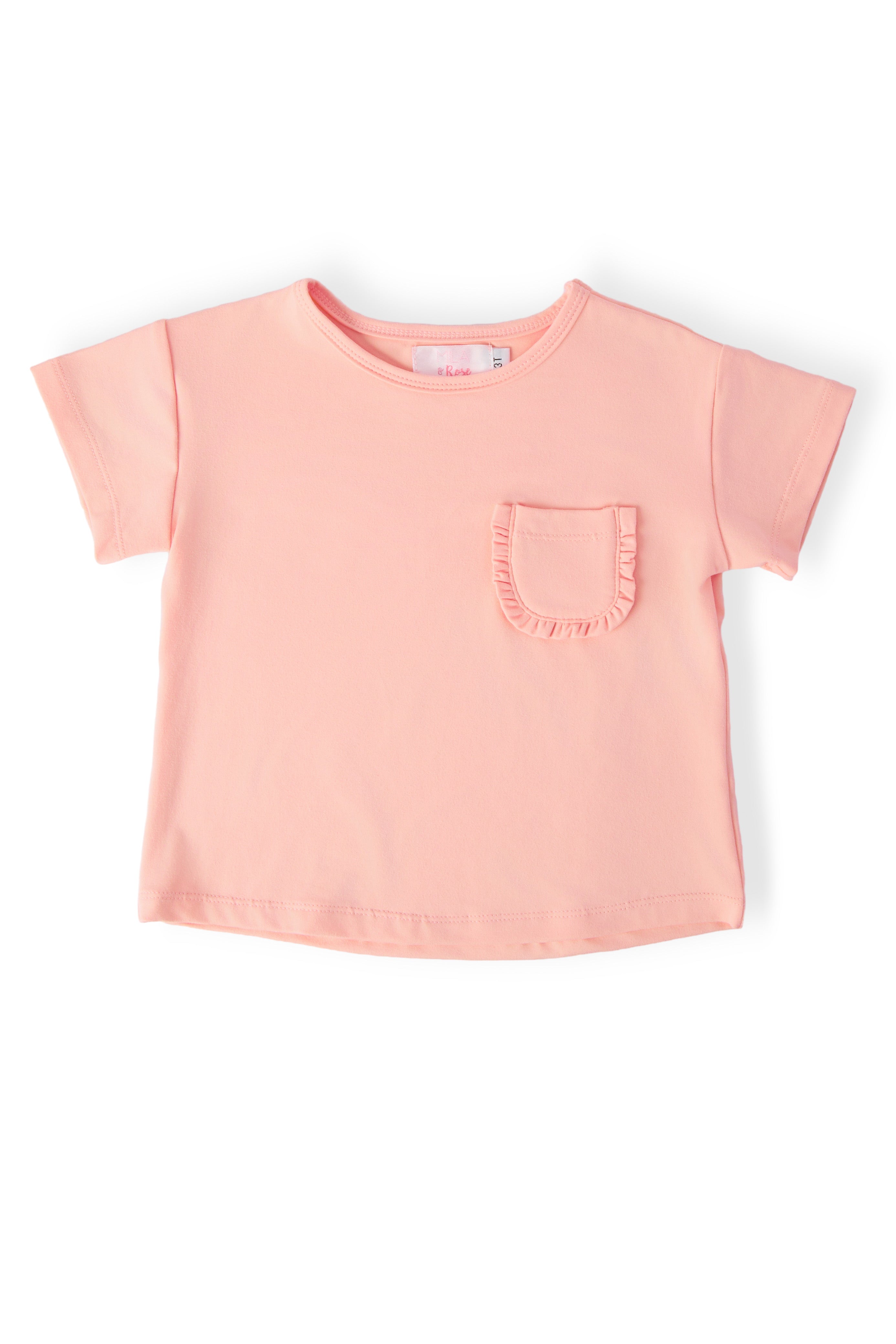 Peach Ruffle Pocket Tee - Aaria Tees Aaria Tees