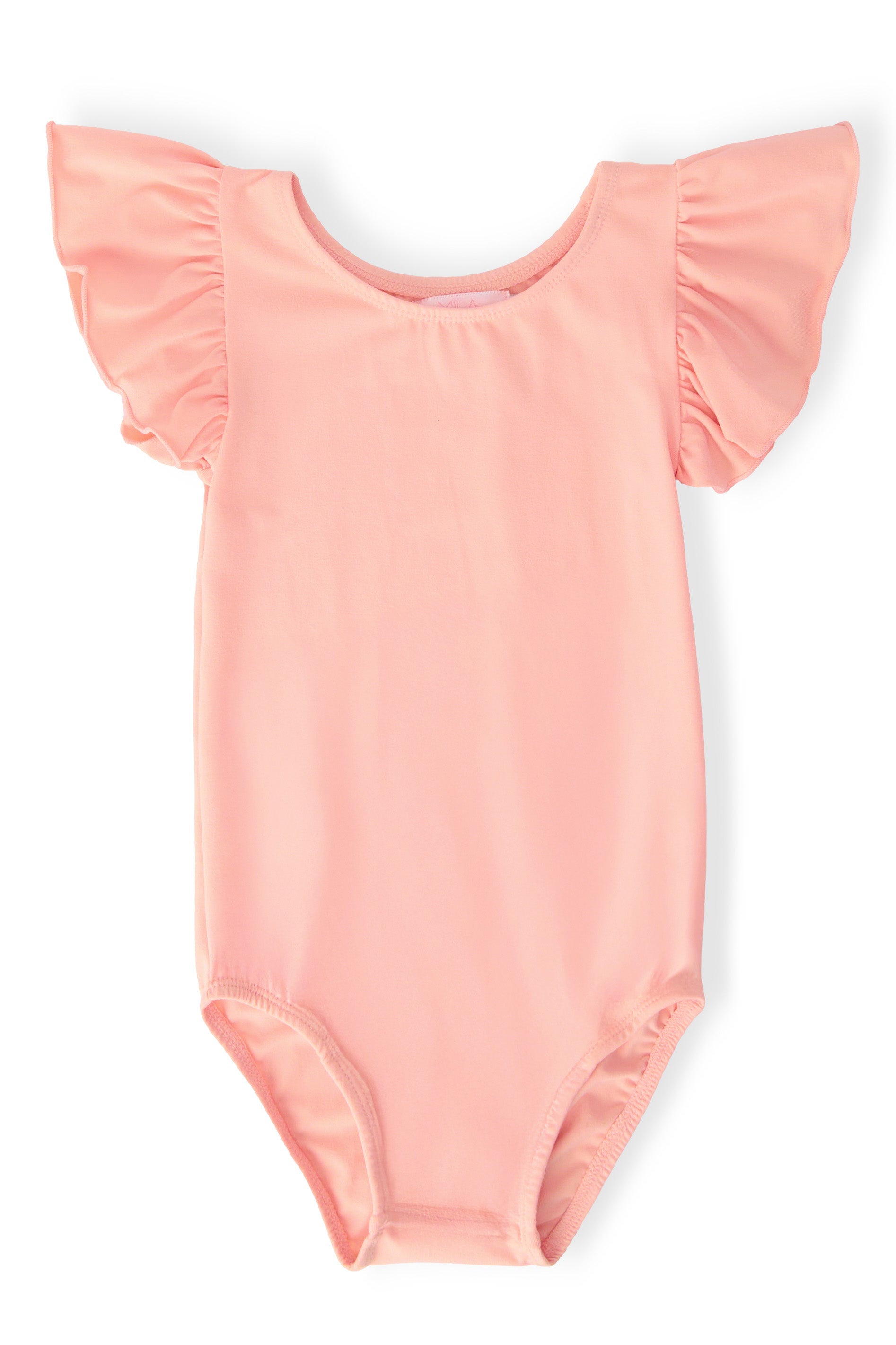 Peach S/S Flutter Sleeve Leotard - Aaria Tees Aaria Tees