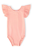 Peach S/S Flutter Sleeve Leotard - Aaria Tees Aaria Tees
