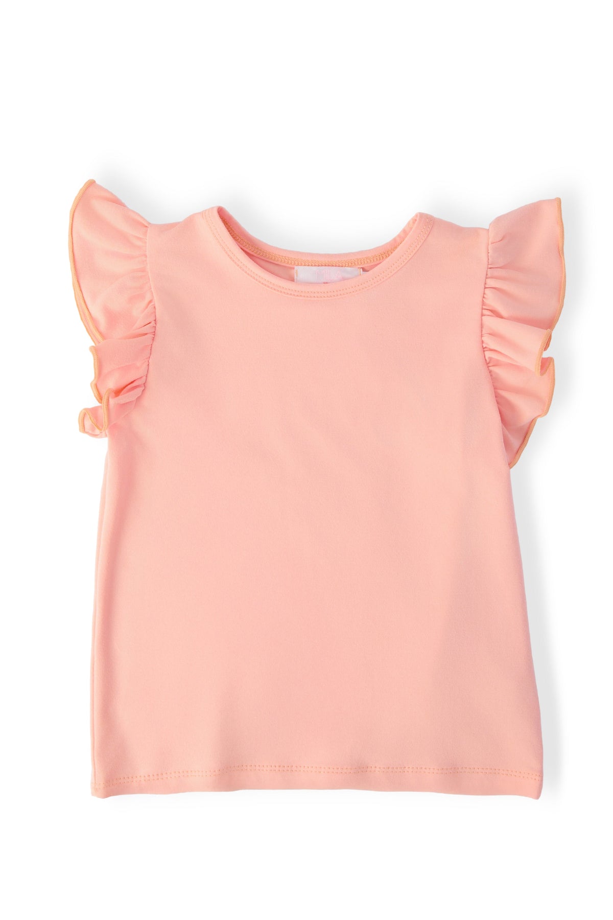Peach S/S Ruffle Tee - Aaria Tees