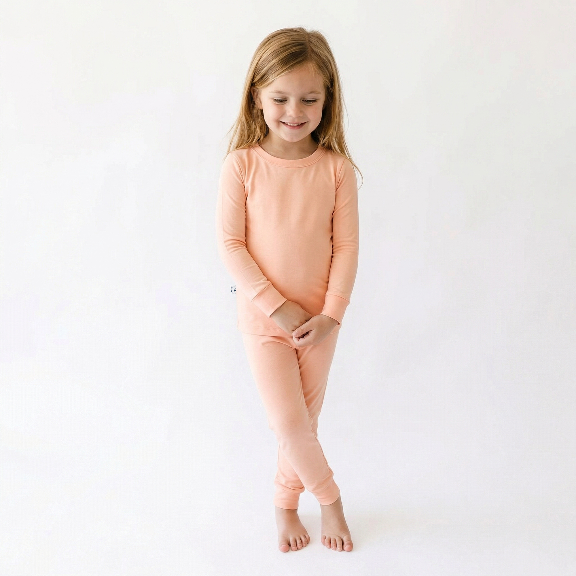 Peach Fuzz Long Sleeve Bamboo Pajama Set - Aaria Tees Aaria Tees