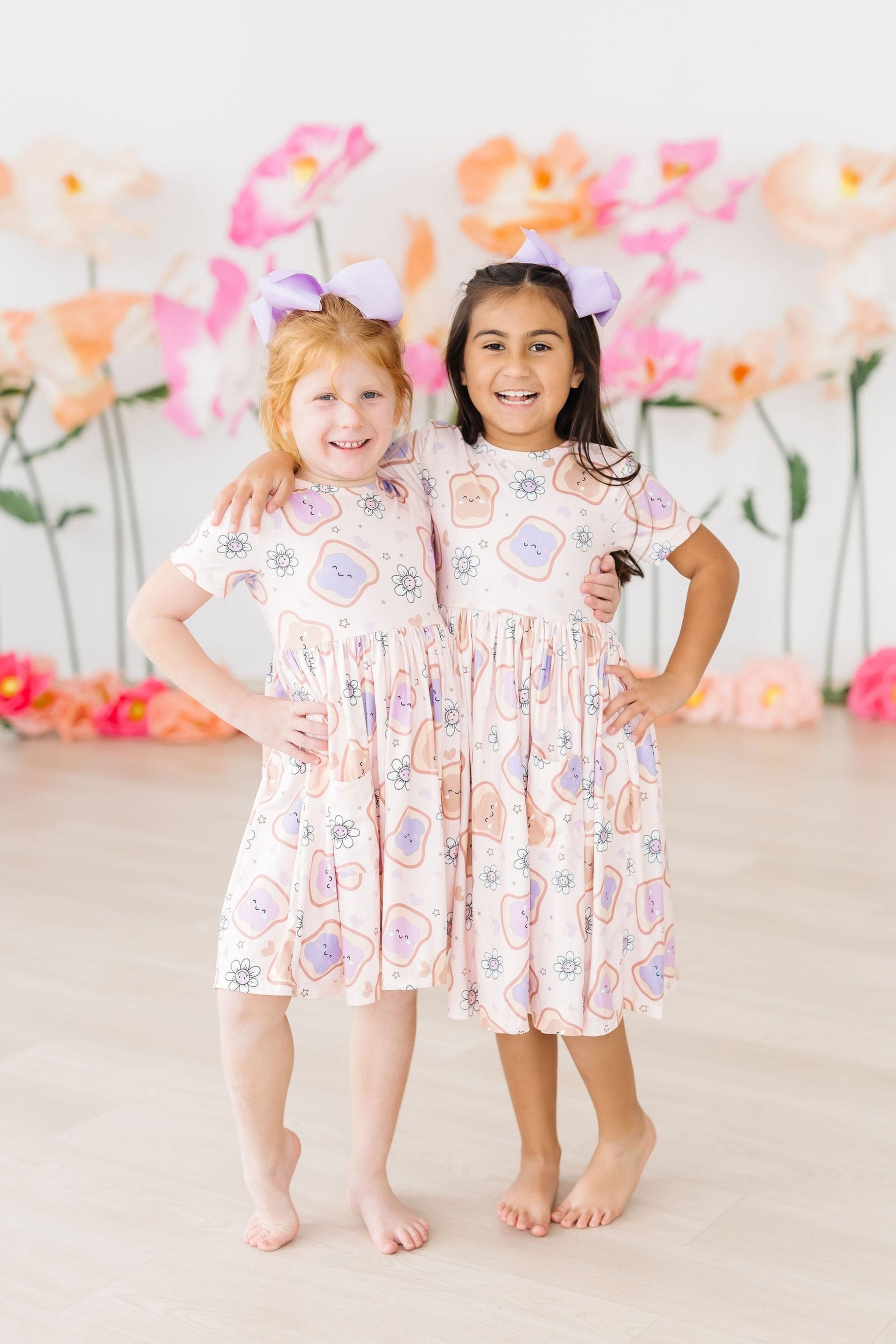 Peanut Butter Jelly Time S/S Pocket Twirl Dress - Aaria Tees Aaria Tees