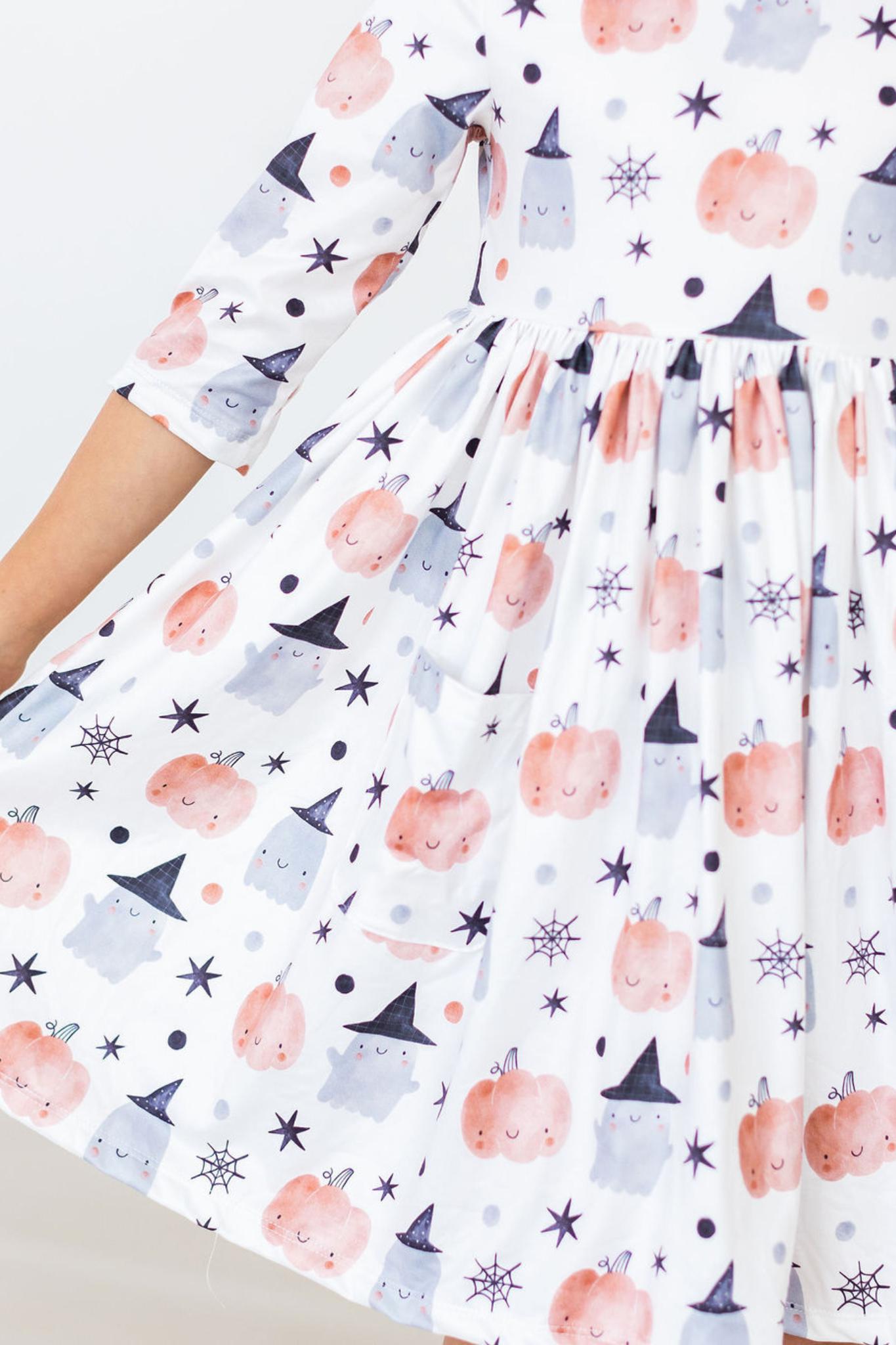 Peek-a-Boo 3/4 Sleeve Pocket Twirl Dress - Aaria Tees Aaria Tees