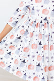 Peek-a-Boo 3/4 Sleeve Pocket Twirl Dress - Aaria Tees Aaria Tees