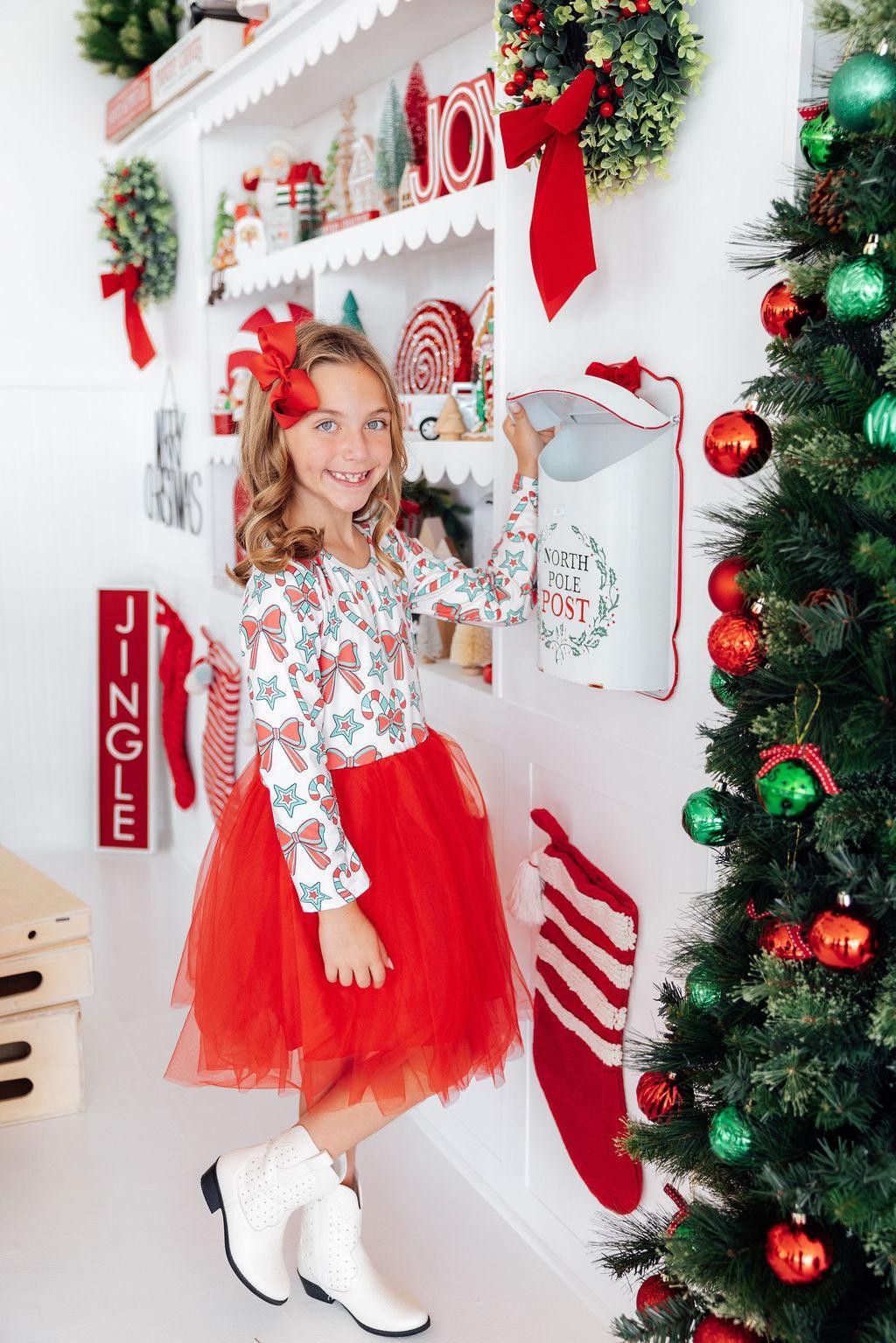 Peppermint Princess L/S Tutu Dress - Aaria Tees Aaria Tees