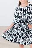 Perfectly Tied 3/4 Sleeve Pocket Twirl Dress - Aaria Tees Aaria Tees