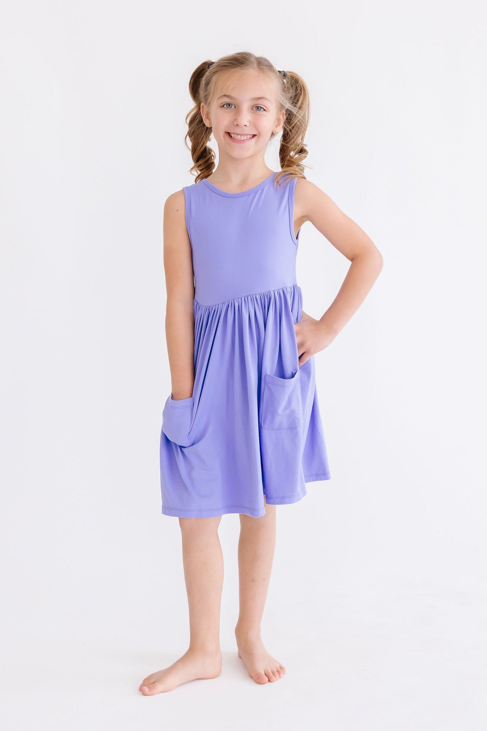 Periwinkle Pocket Tank Twirl Dress - Aaria Tees Aaria Tees