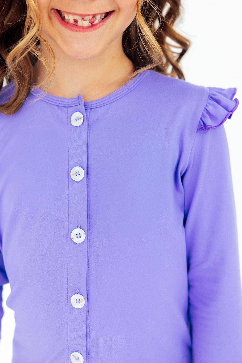 Periwinkle Ruffle Cardigan - Aaria Tees Aaria Tees