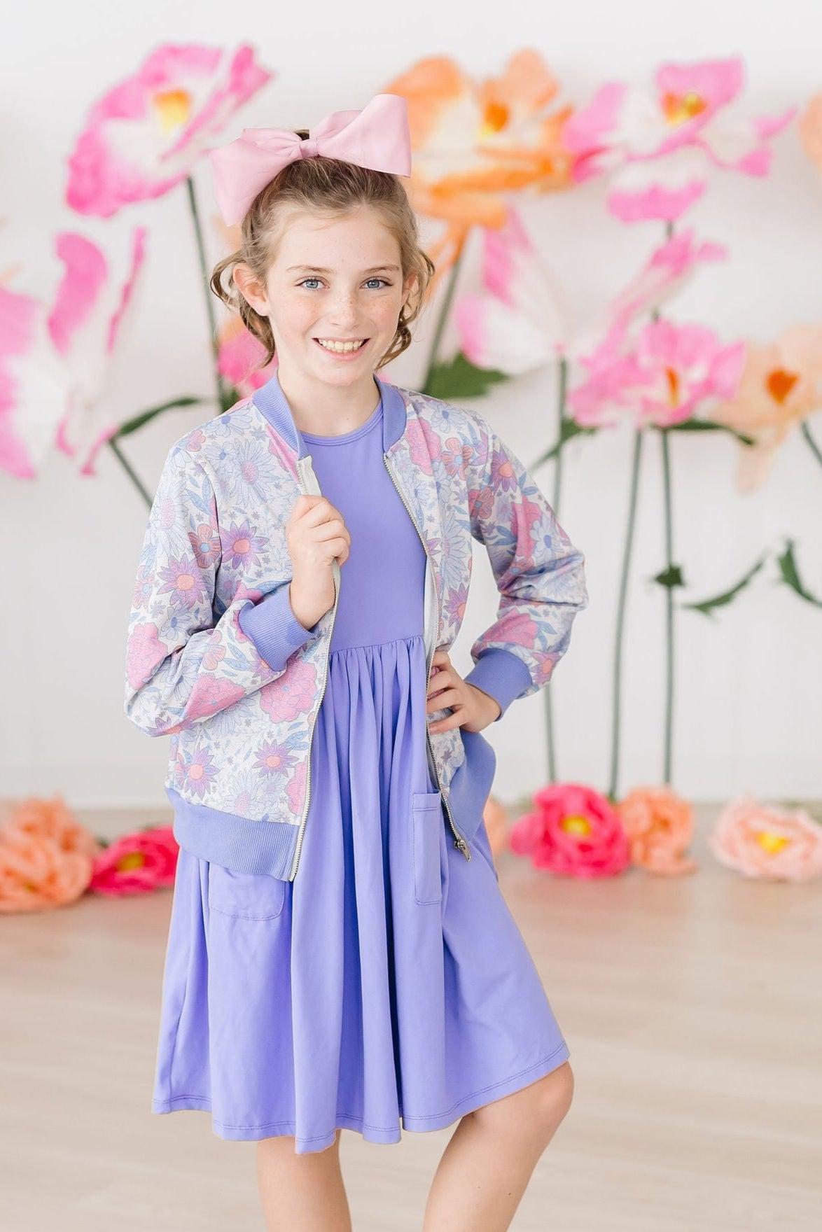 Periwinkle S/S Pocket Twirl Dress - Aaria Tees Aaria Tees