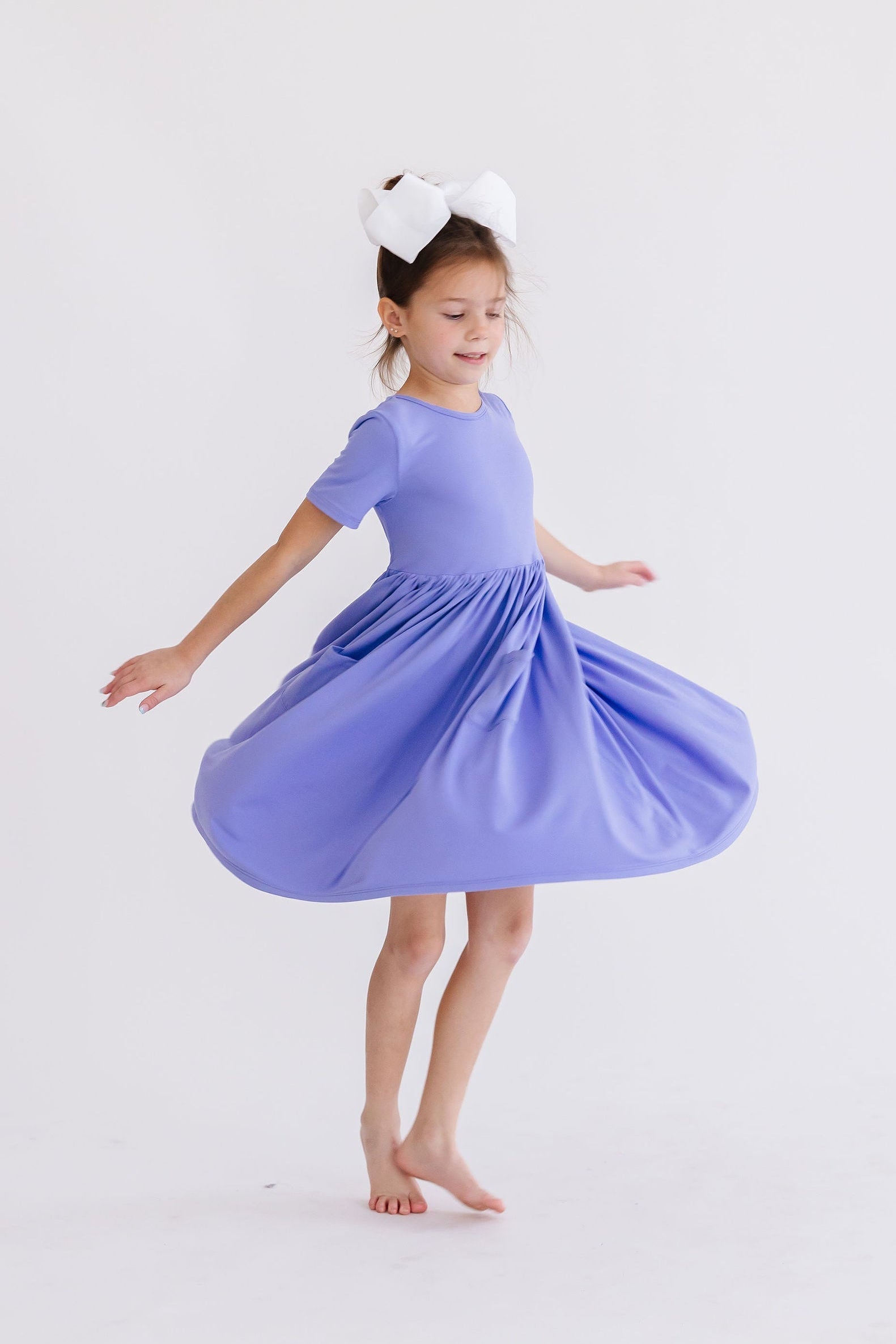 Periwinkle S/S Pocket Twirl Dress - Aaria Tees Aaria Tees