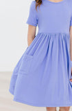 Periwinkle S/S Pocket Twirl Dress - Aaria Tees Aaria Tees